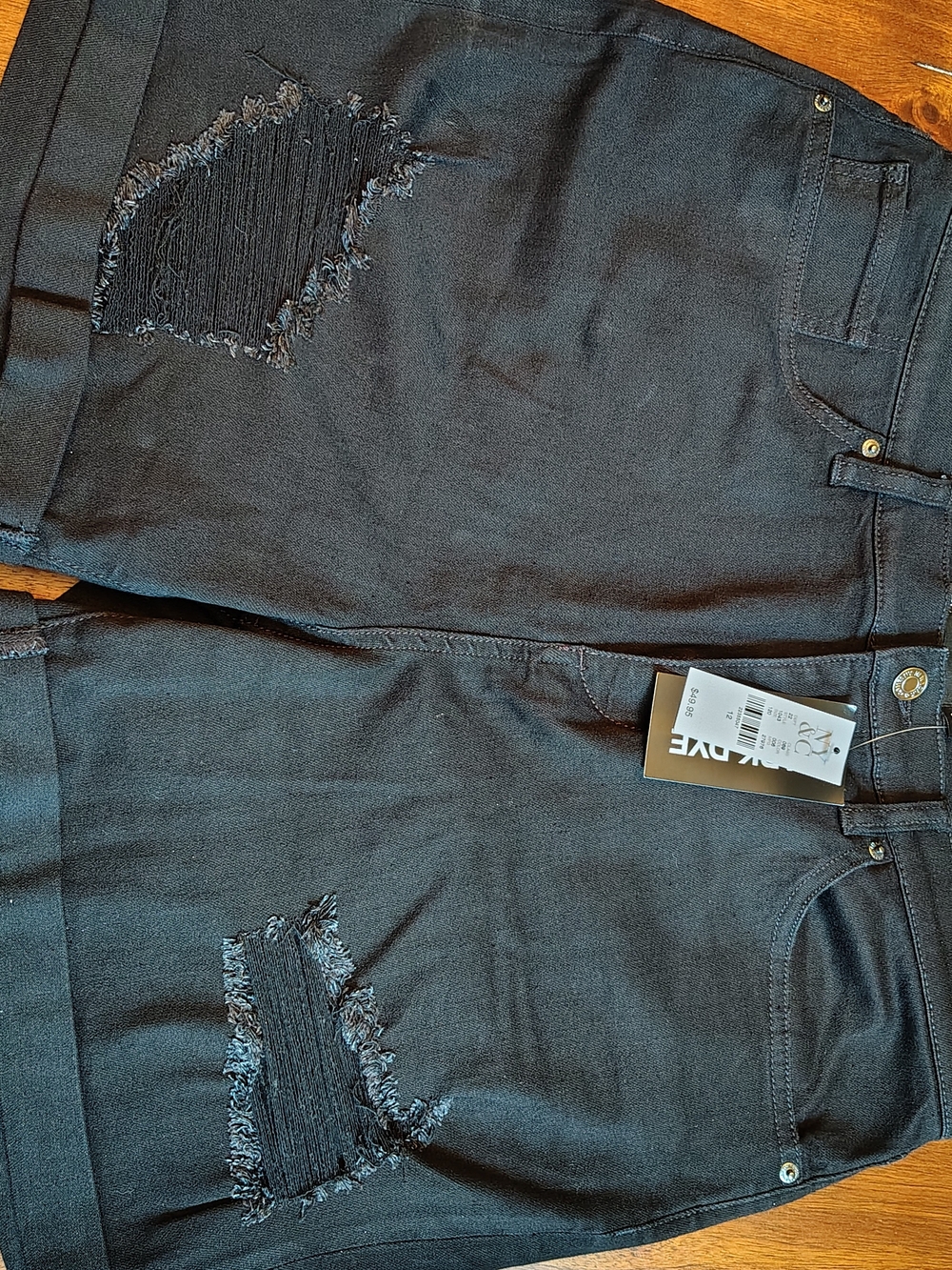 New York & Company Black Distressed Roll-Hem Jean Shorts Sz. 12